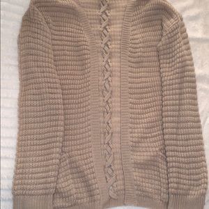 Beige Knit Cardigan with Braid Detail